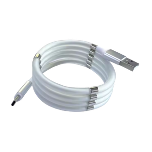 cable usb, plástico, blanco, 1 metros, magnetico entrada tipo c