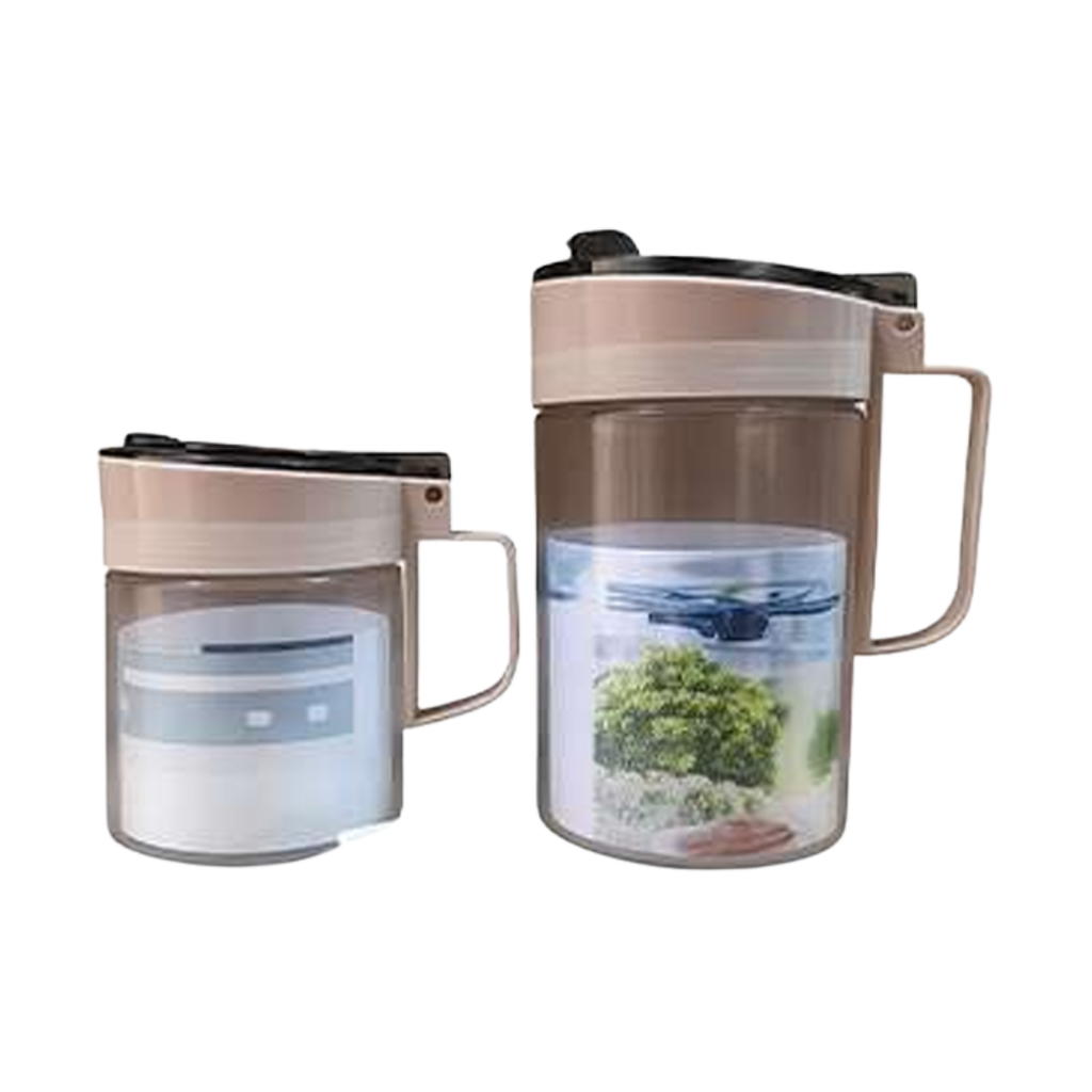 [H511018] set, vidrio, , de 2 dispensadores , tapa y agarrador 580 ml y 300 ml