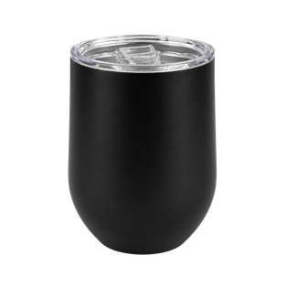 vaso acero inoxidable negro mate 12 oz termico vinero con tapadera plastica