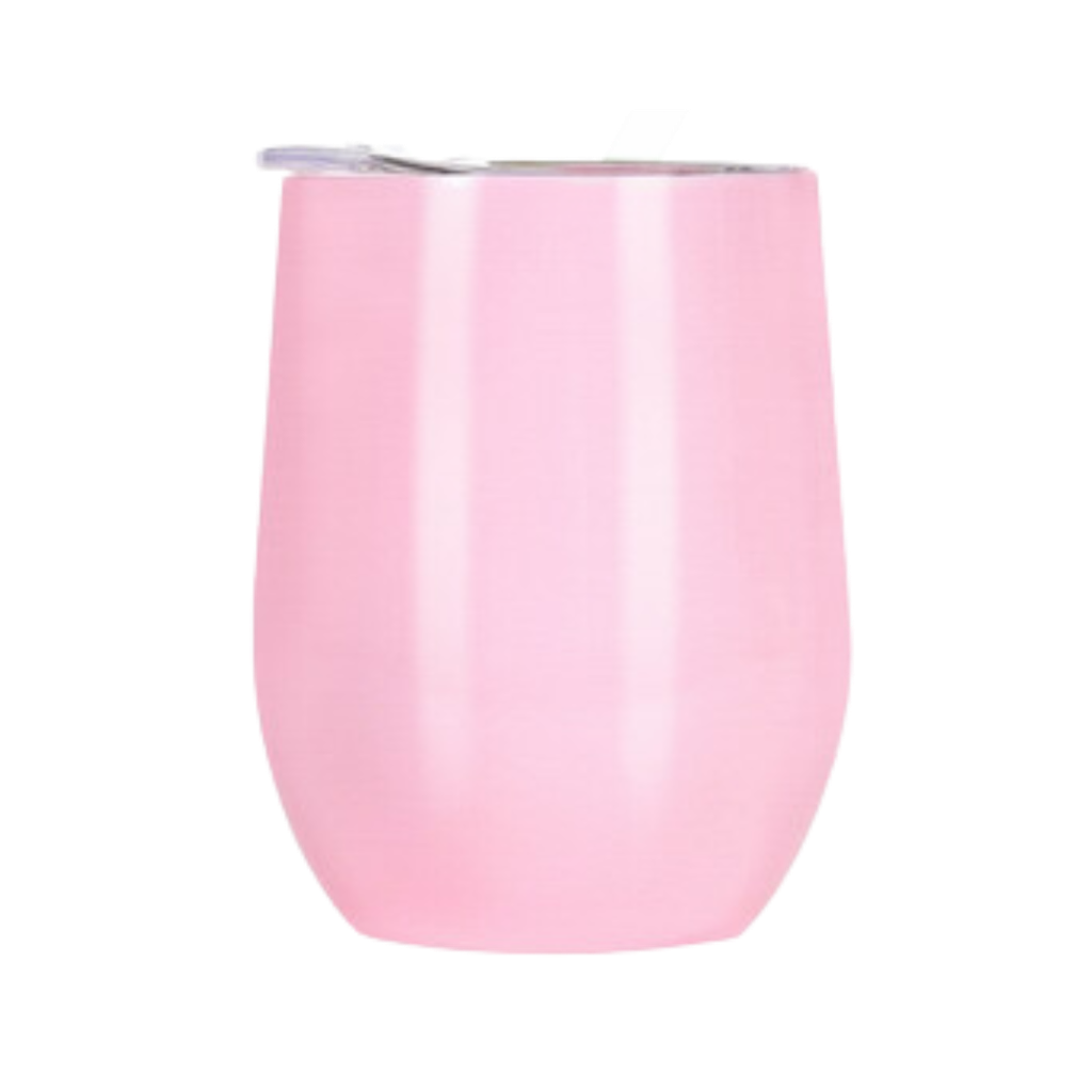 [P260469] vaso acero inoxidable rosado 12 oz  térmico vinero con tapadera plástica