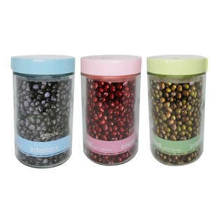 set, vidrio, surtido, 3 pcs 580 mililitro, canister,con tapa plastica