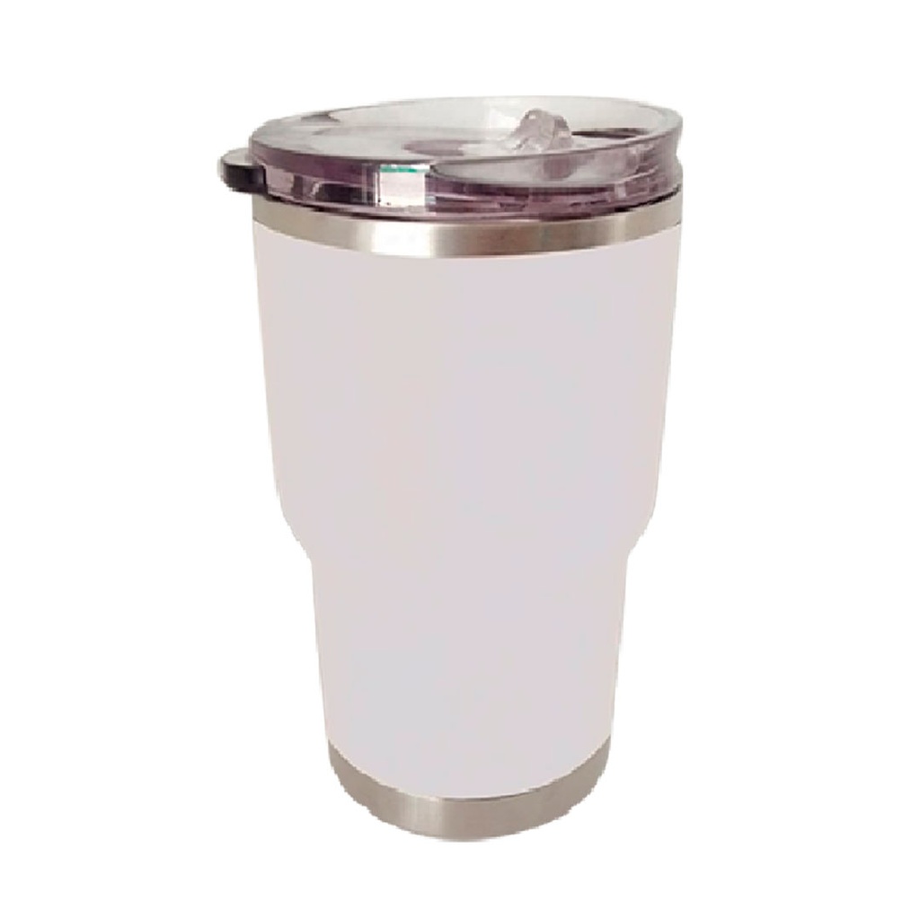 [P251135] vaso termico, acero inoxidable, blanco, 12 onzas, doble pared