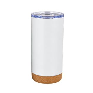 vaso termico, acero inoxidable, blanco mate, 400 ml doble pared , con base de corcho,