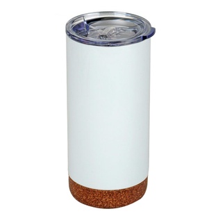 vaso termico, acero inoxidable, blanco mate, 400 ml doble pared , con base de corcho,