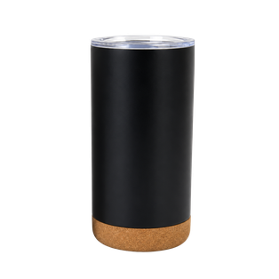 vaso, acero inoxidable, negro mate, 400 ml doble pared , con base de corcho