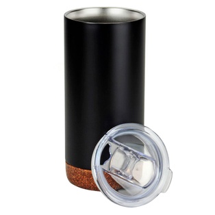 vaso termico, acero inoxidable, negro mate, 400 ml doble pared , con base de corcho