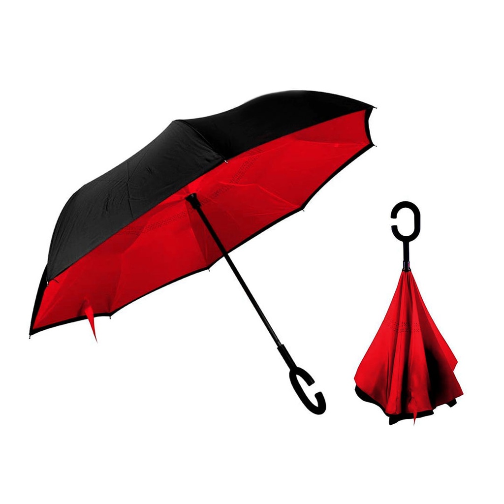 [P251113] sombrillas, poliester, rojo, reversible ,