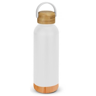 pachon, acero inoxidable, blanco mate, 500 ml base y tapa , de bambu con agarrador  7.4*24.5 cm