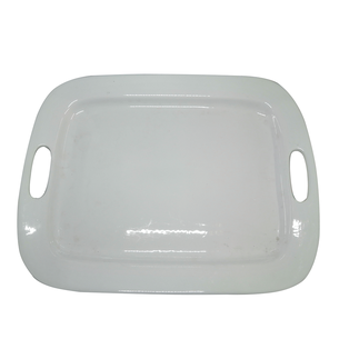 plato, cerámica, blanco, 18.5 pulgadas, rectangular con manijas