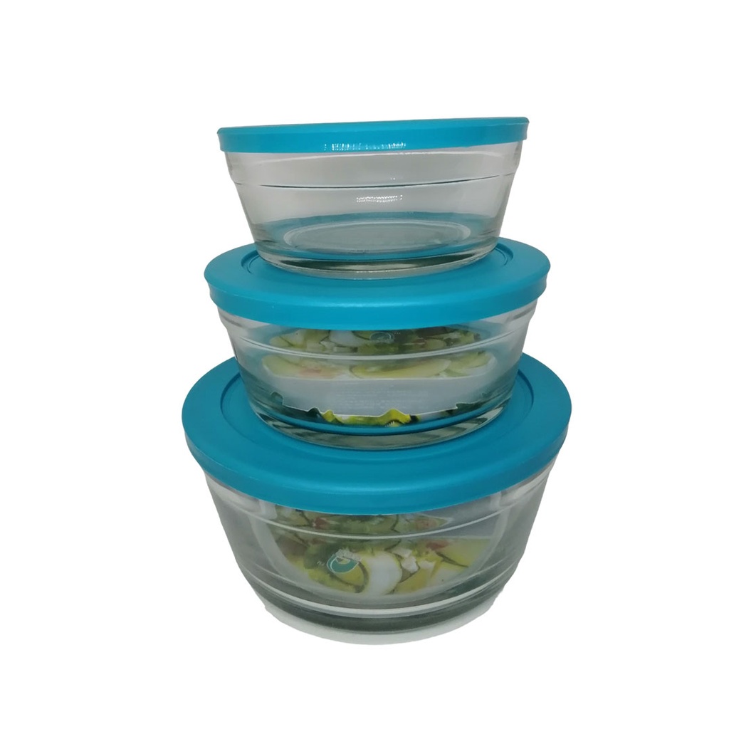 [H532181] set de hermetico, vidrio, , 1500, 1000, 500 ml mililitro, 3 pcs con tapa plastica