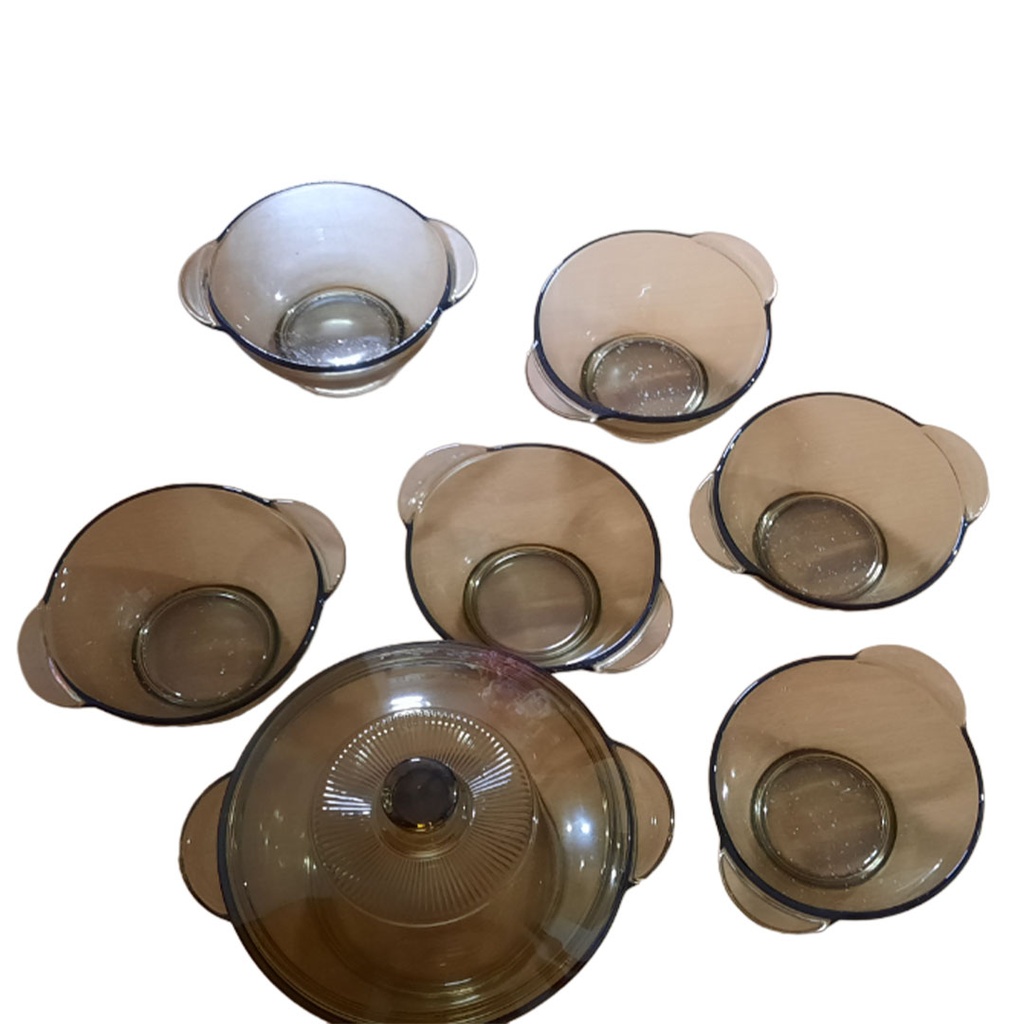 [H511138] set de bowl, vidrio, transparente, 7 pcs ,