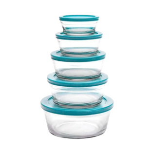 set de hermetico, vidrio, , 6 pcs , con tapa plastica