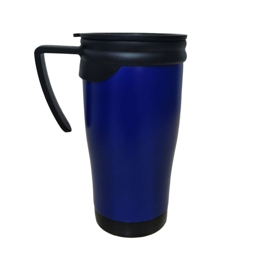 [P251262] Taza, Acero Inoxidable, Azul Reflex Mate, 450 Ml Dull Con , Interior Plastico 