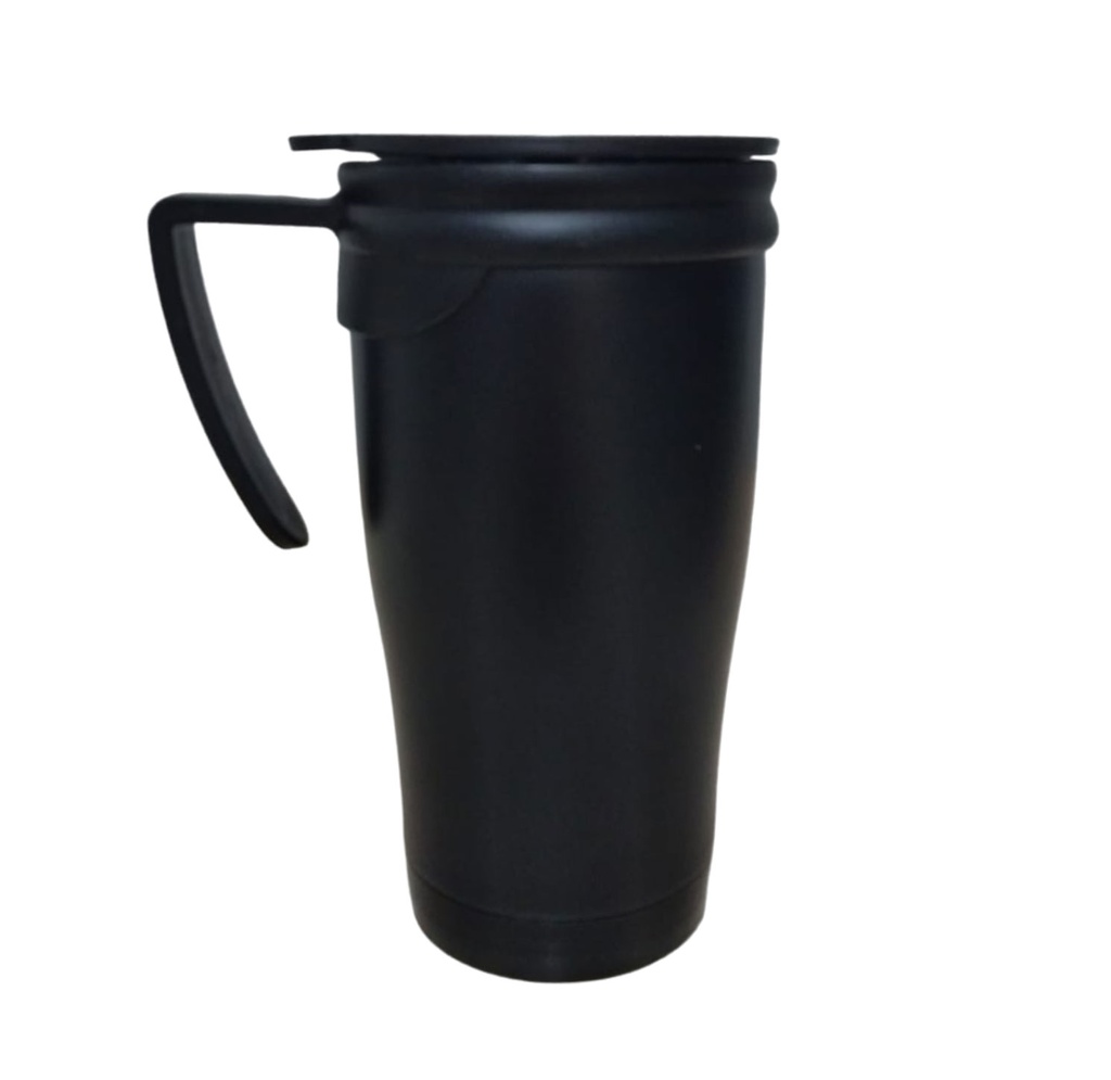 [P251263] Taza, Acero Inoxidable, Negro Mate, 450 Ml Dull Con , Interior Plastico  