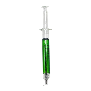 Lapiceros, Plástico, Verde, 14 Centimetros, Forma De Jeringa 