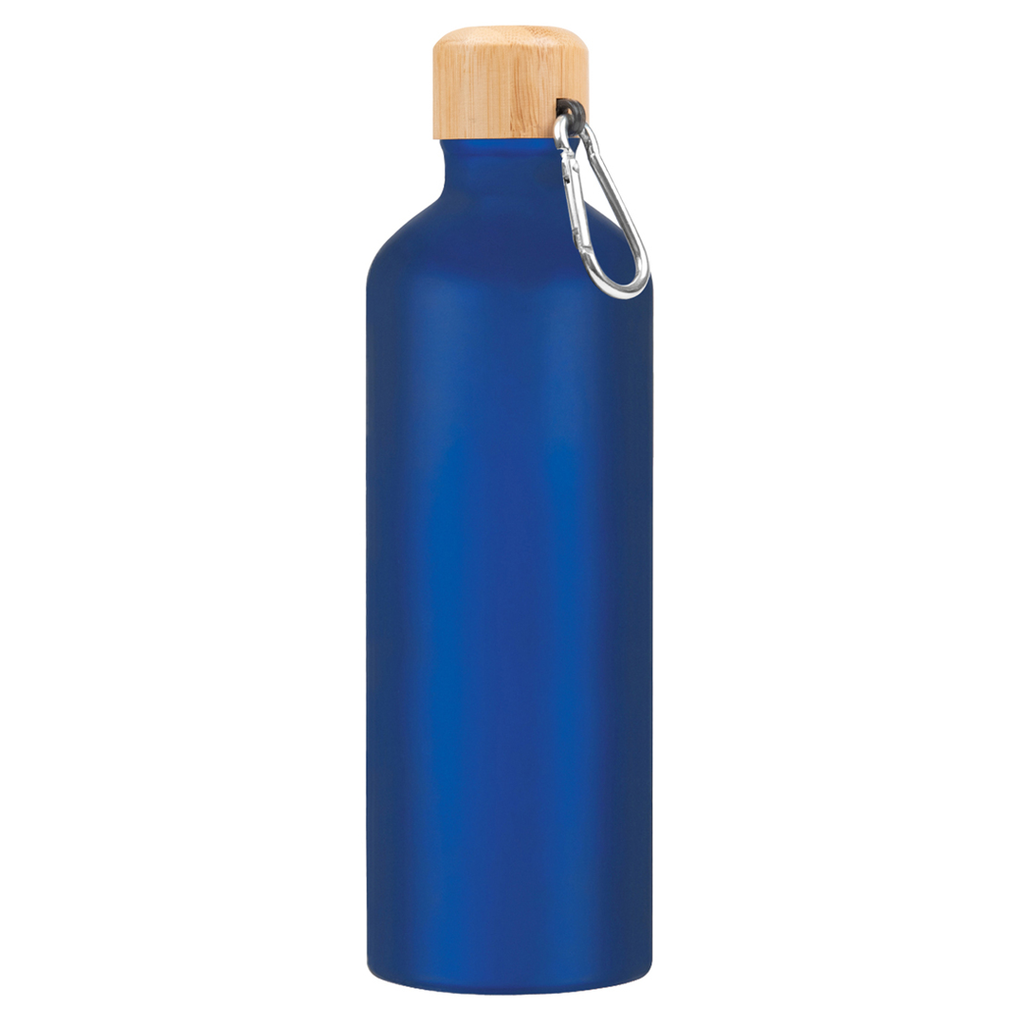 [P251328] Botella, Aluminio, Azul Oscuro Mate, 750 Ml Tapa , De Bambu Y Arness