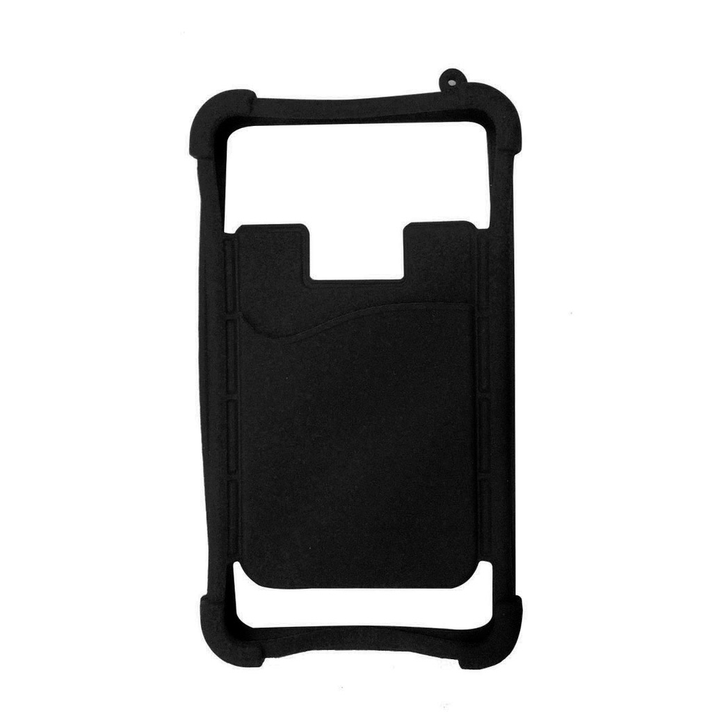 [P240704] Estuche, Silicón, Negro,  Nd, Adaptable Con Porta Tarjeta,