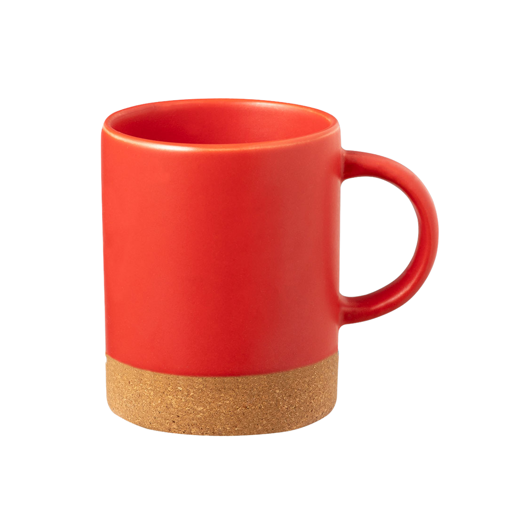 [P251341] Taza, Cerámica, Rojo, 450 Ml Country , 8*11.5 Cm Base De Corcho