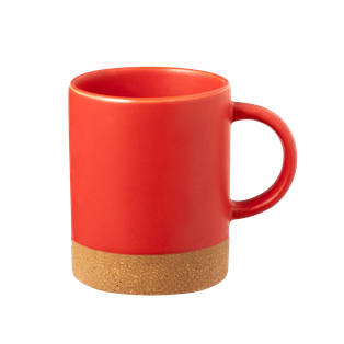 Taza, Cerámica, Rojo, 450 Ml Country , 8*11.5 Cm Base De Corcho