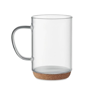 Taza Borosilicato Transparente 8*10.5 CM Con Base De Corcho
