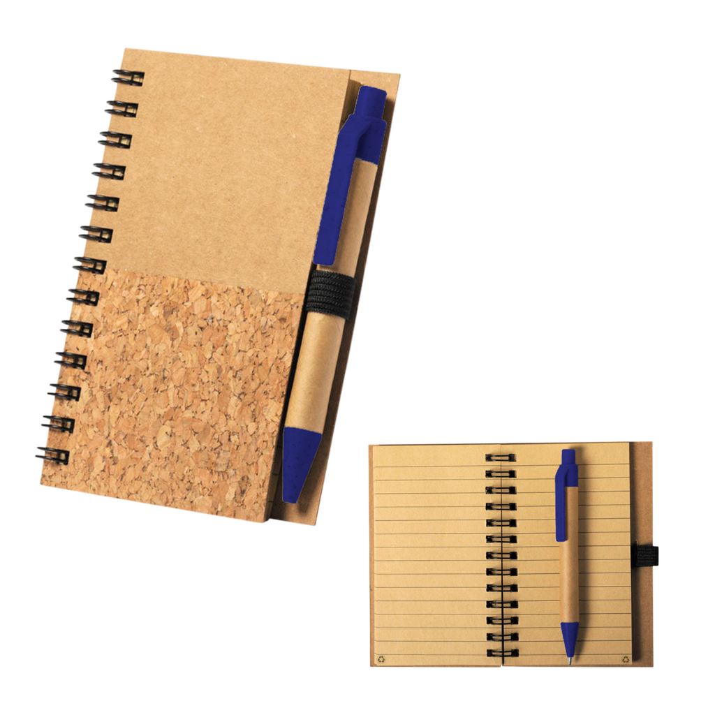 [P286077] Libreta Cartón Azul Oscuro 9.5*15 Cm Frente Medio De Corcho Y Lapicero