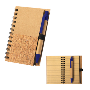 Libreta Cartón Azul Oscuro 9.5*15 Cm Frente Medio De Corcho Y Lapicero