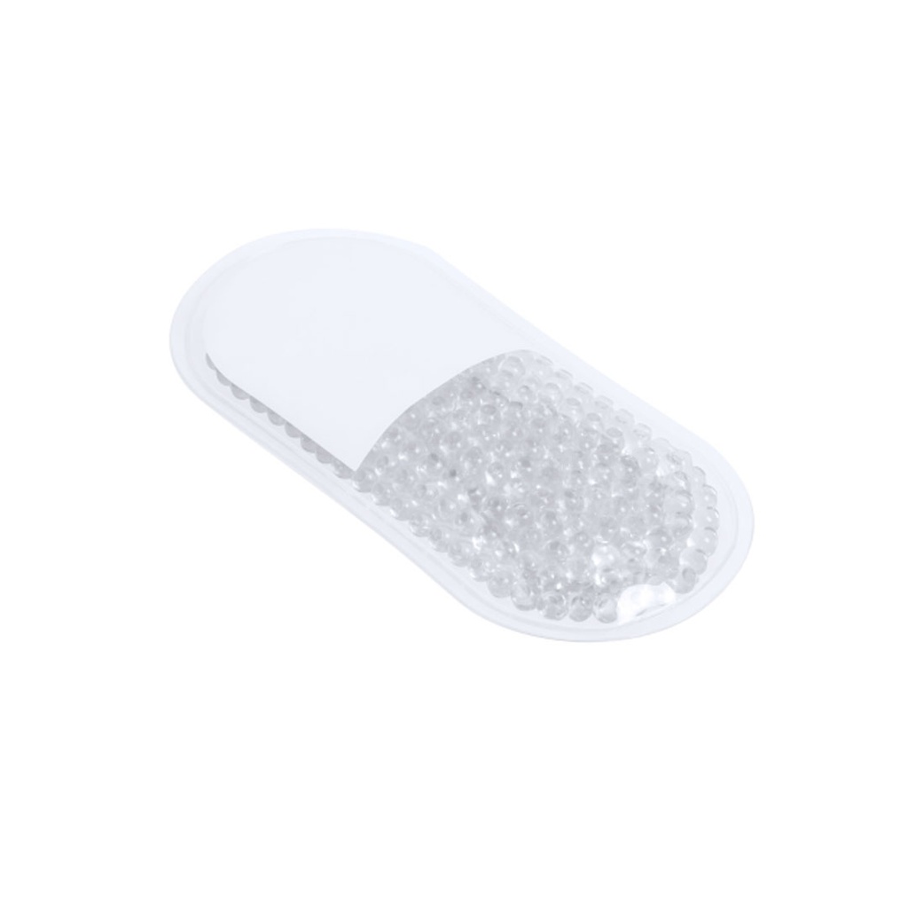 [P266085] Compresa Plástico Blanco 13*6.5 Diseño Pildora Con Gel Para Frio Y Caliente