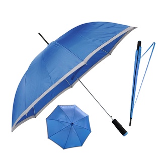 Sombrilla Poliester Azul Reflex Con Orilla Gris