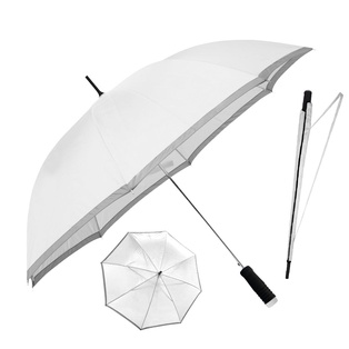 Sombrillas Poliester Blanco Con Orilla Gris