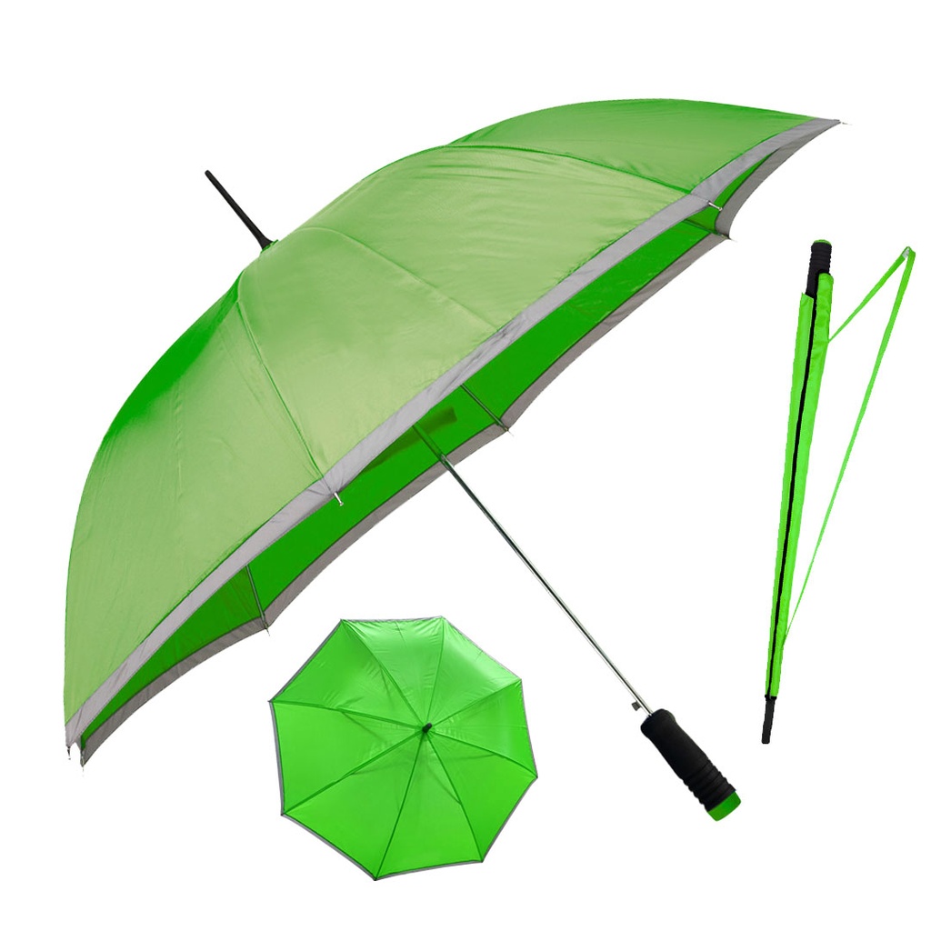 [P271113] Sombrillas Poliester Verde Con Orilla Gris