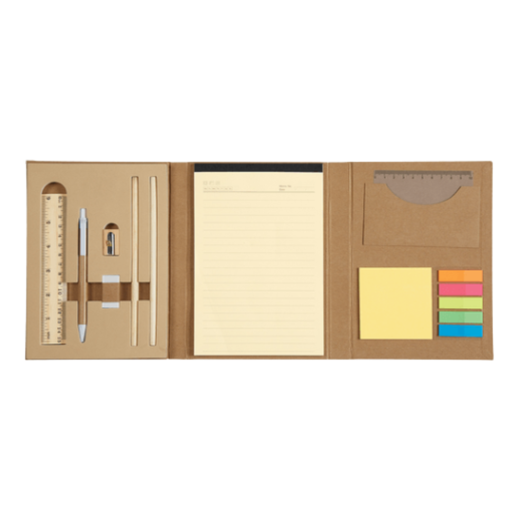 [P286086] Libretas Cartón Natural 21*15 Cm Burril Set Escolar 8pcs Con Post Its