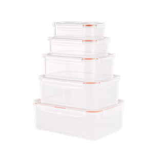 Hermetico Plástico Rojo 250 ml 500 ml 1000 ml 1600 ml 2600ml Sello Cuerpo Transparente 5 Pcs