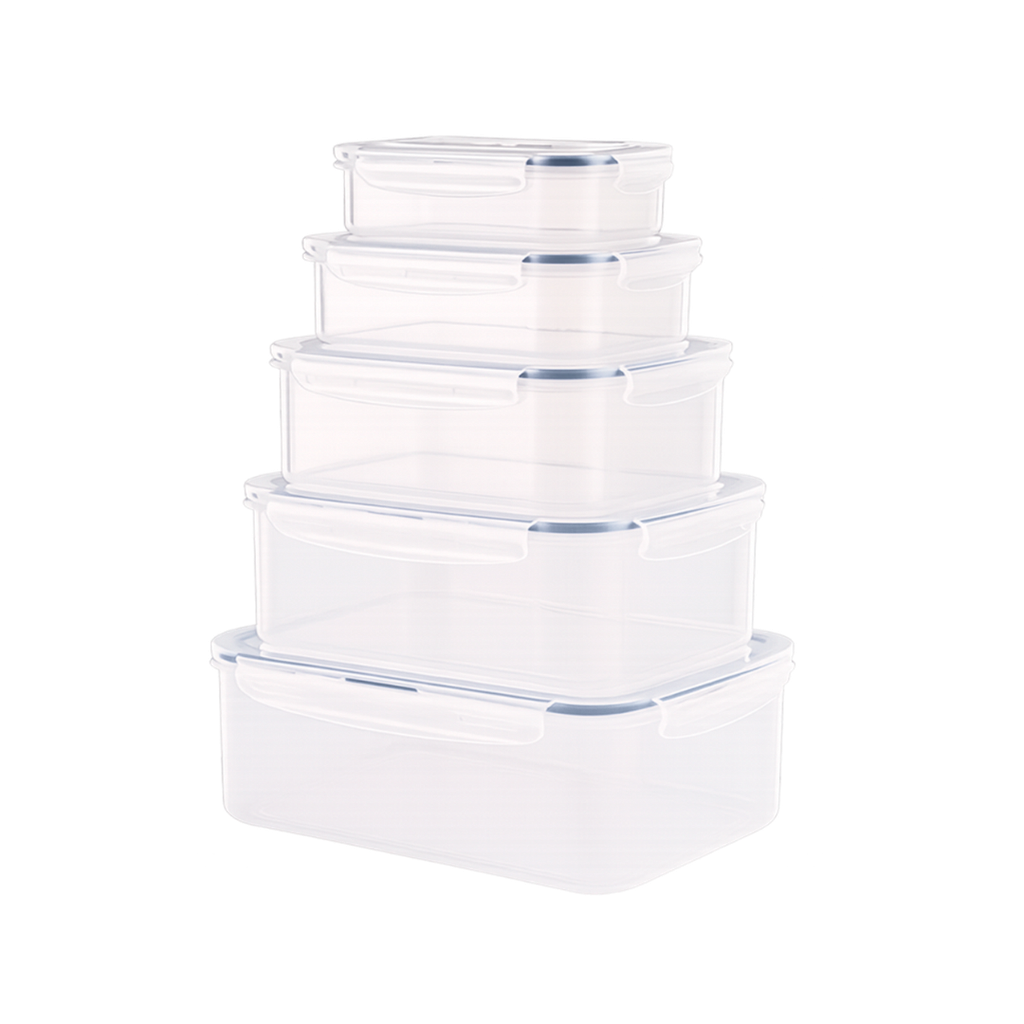 [H552073] Hermetico Plástico Azul 250ml 500ml 1000ml 1600ml 2600ml Sello Cuerpo Transparente 5 Pcs