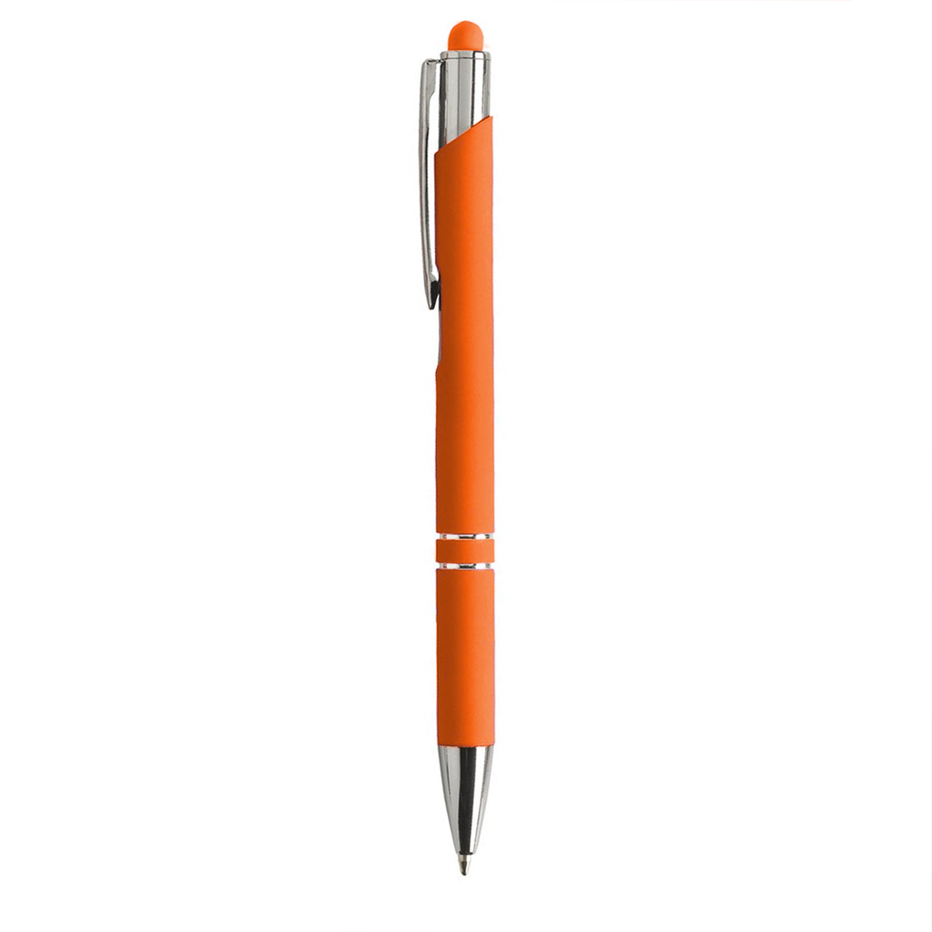 [P286087] Lapiceros Aluminio Anaranjado 14.5 cm, Lyra con recubrimiento de caucho y touch