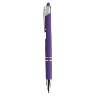 Lapiceros Aluminio Morado 14.5 cm, Lyra con recubrimiento de caucho y touch