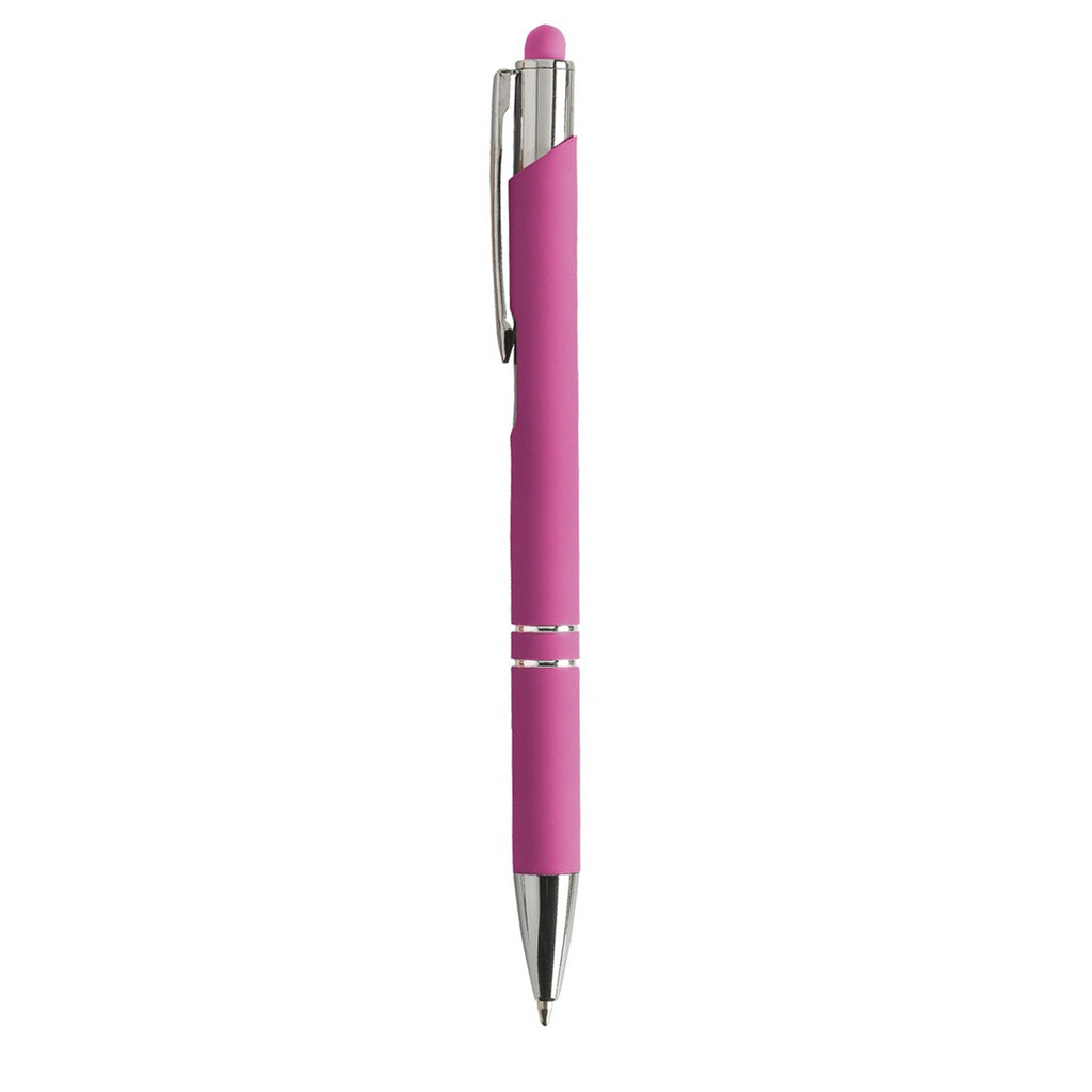 [P286089] Lapiceros Aluminio Rosado Con Recubriento de Caucho Y Touch