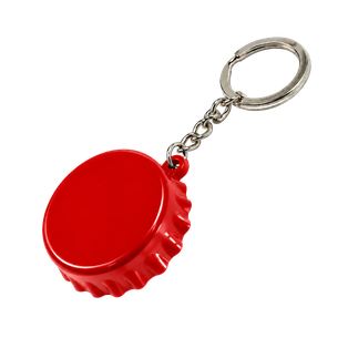Llavero Plástico Rojo 5 cm Forma tapita con Destapador