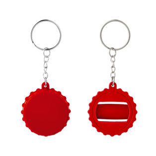 Llavero Plástico Rojo 5 cm Forma tapita con Destapador