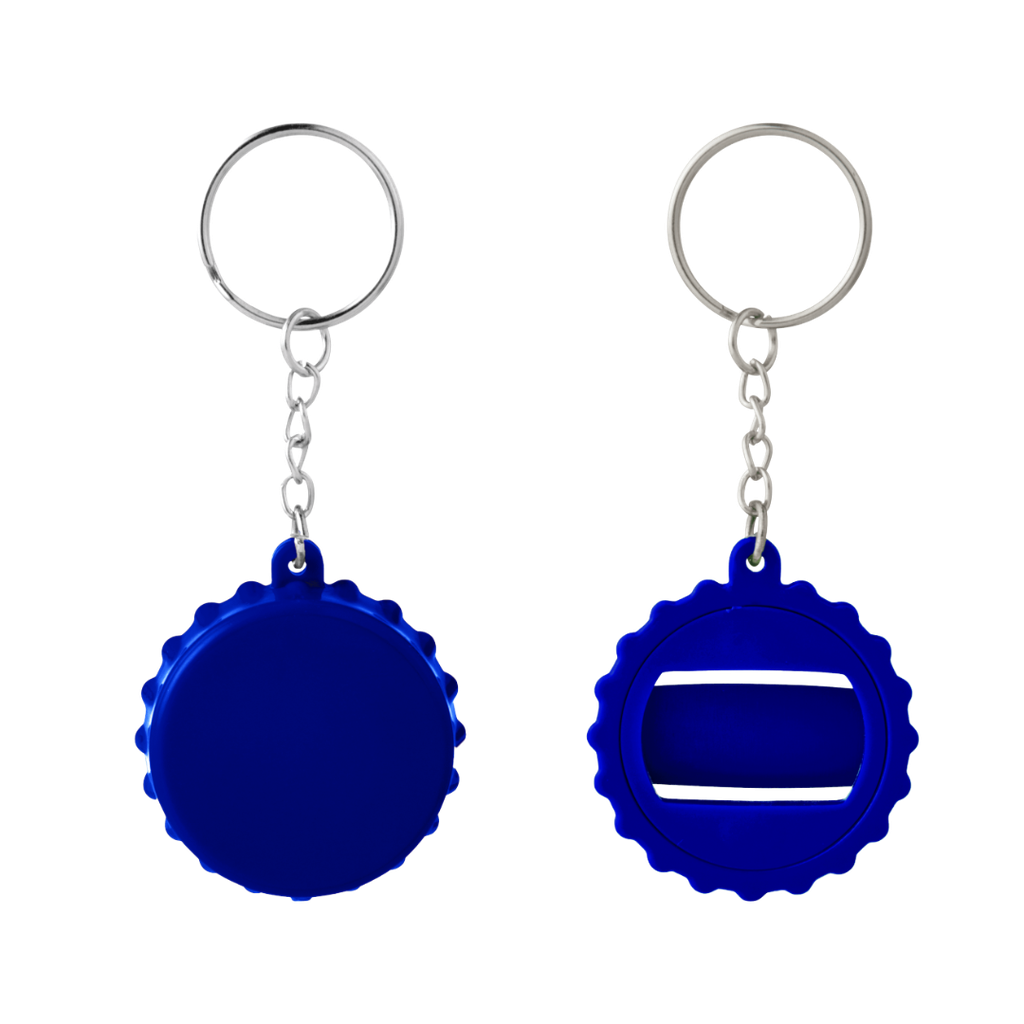 [P266105] Llavero Plástico Azul Reflex 5 cm Forma Tapita con Destapador