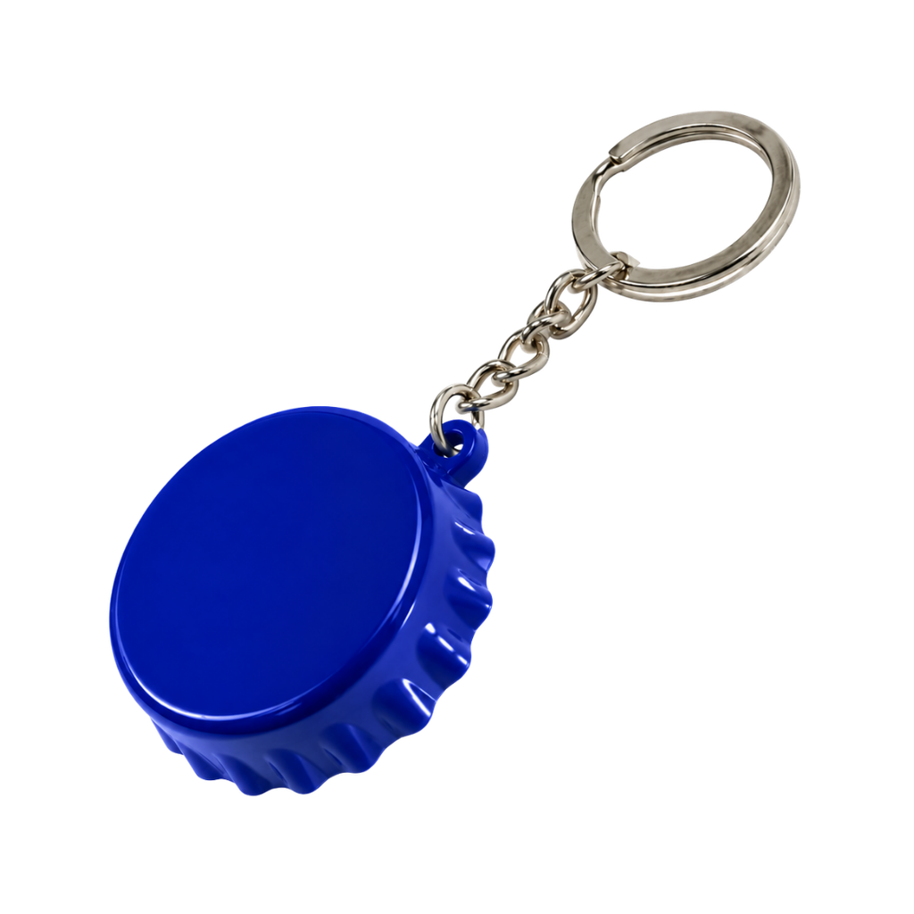 [P266105] Llavero Plástico Azul Reflex 5 cm Forma Tapita con Destapador