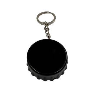Llavero Plástico Negro 5 cm Forma Tapita con Destapador