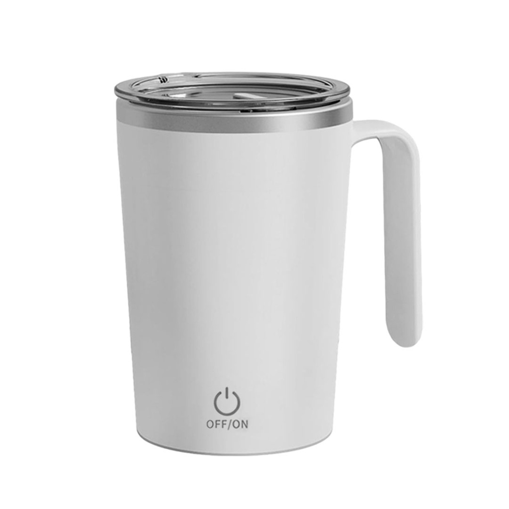[P251363] Taza Acero Inoxidable blanco 13*9 cm doble pared con agitador magnetico