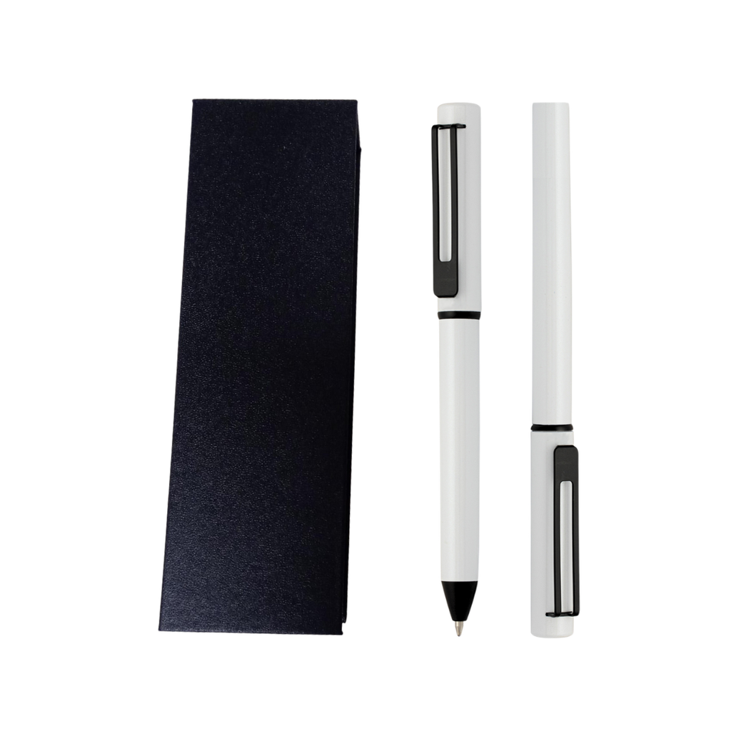 [P286098] Lapiceros Acero Inoxidable blanco Lord Set 2 pcs en caja