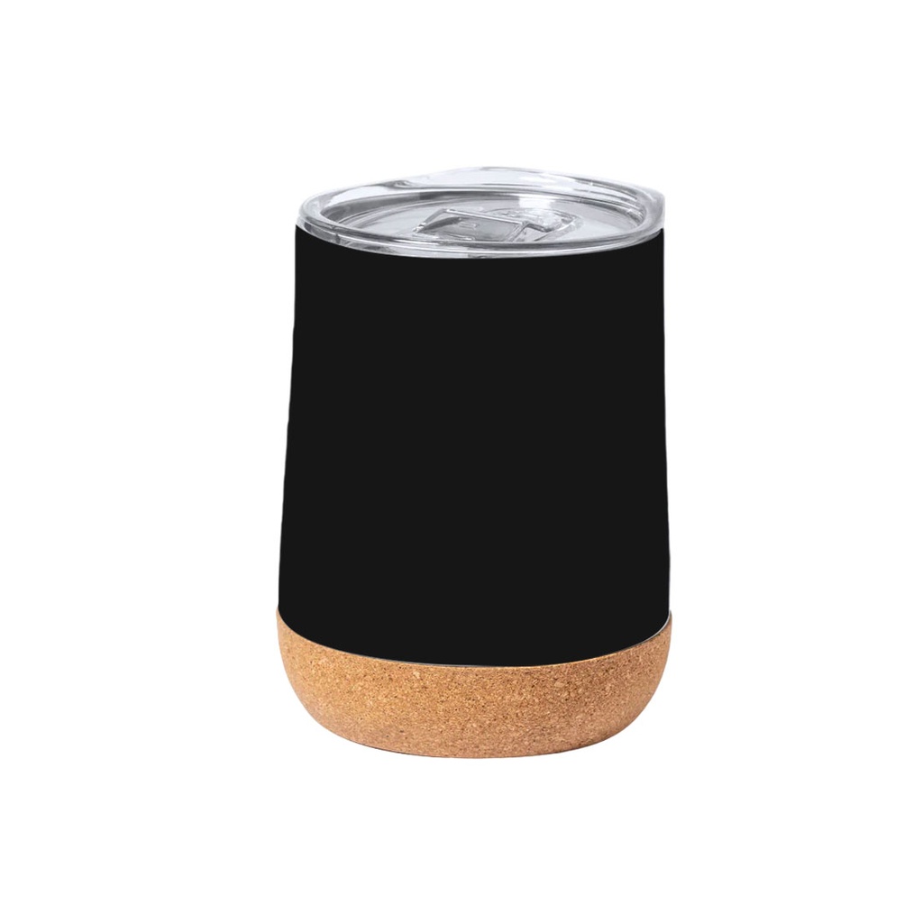 [P251370] Vaso Acero Inoxidable negro 330 ml Ellie doble pared base de corcho