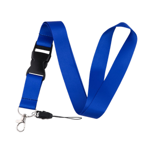 Portagafete poliester azul reflex 48*2 cm Mendel Liso con gancho negro