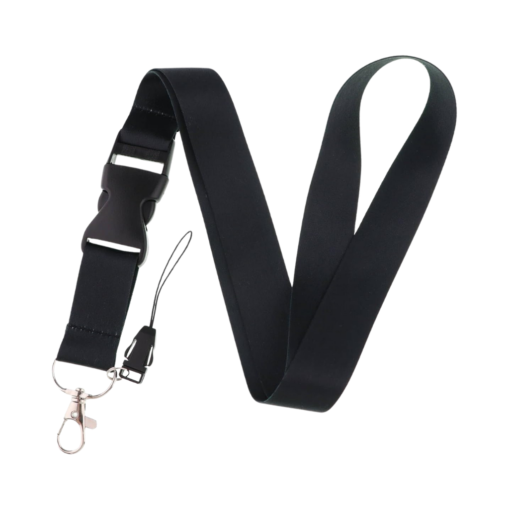 [P266095] Portagafete poliester negro 48*2 cm Mendel Liso con gancho negro