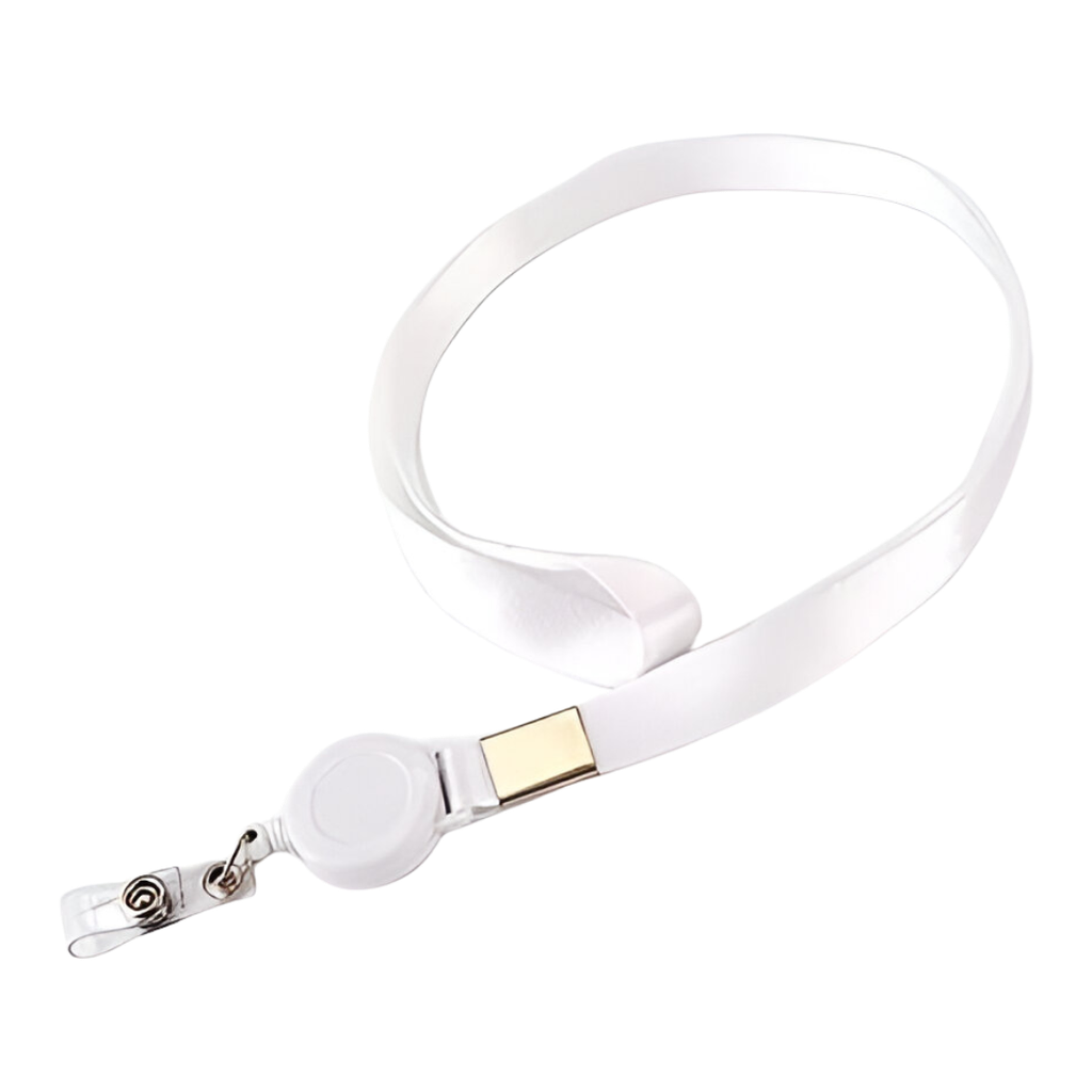 [P266097] Portagafete Poliester blanco 45*2 cm cinta con Yoyo