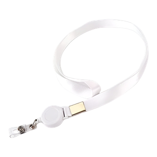 Portagafete Poliester blanco 45*2 cm cinta con Yoyo