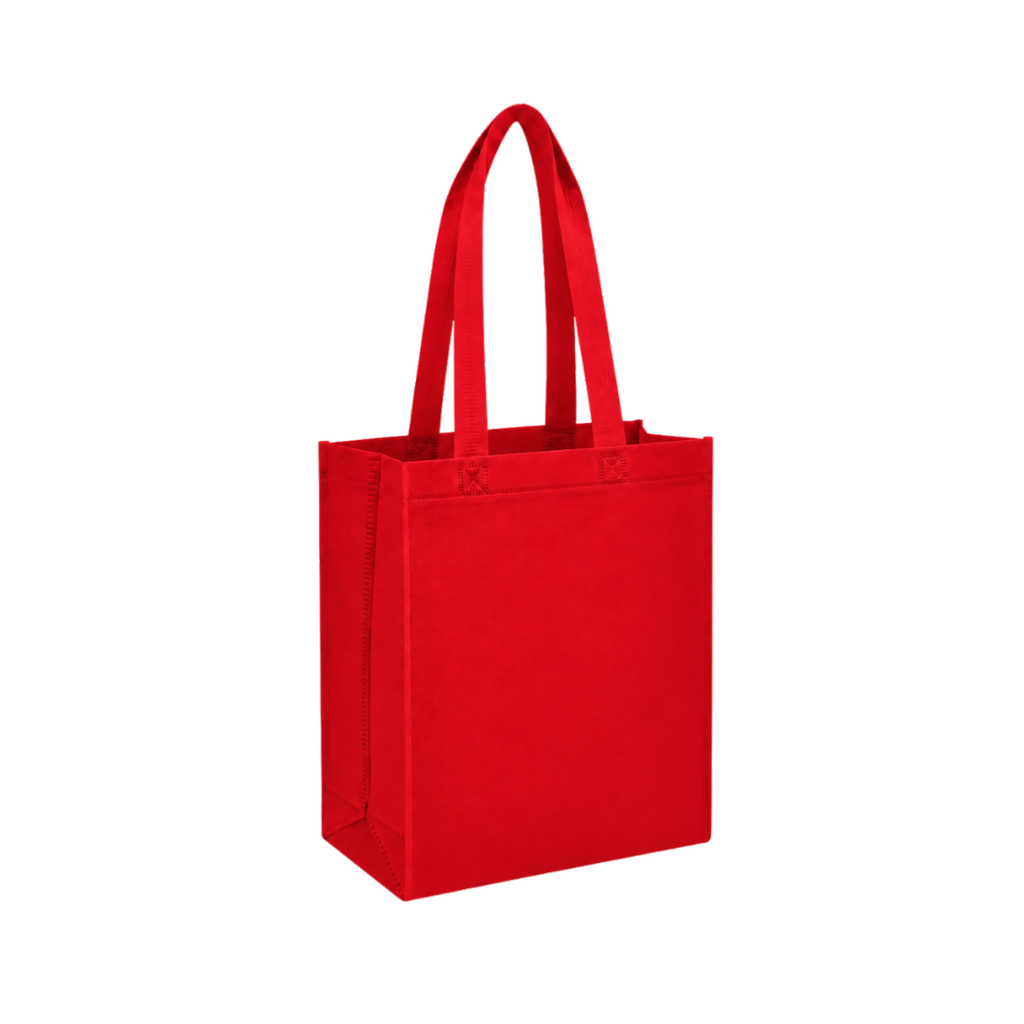 [P266057] Bolsa Ecologica rojo 40*35*12 cm con fuelle sellada 80g