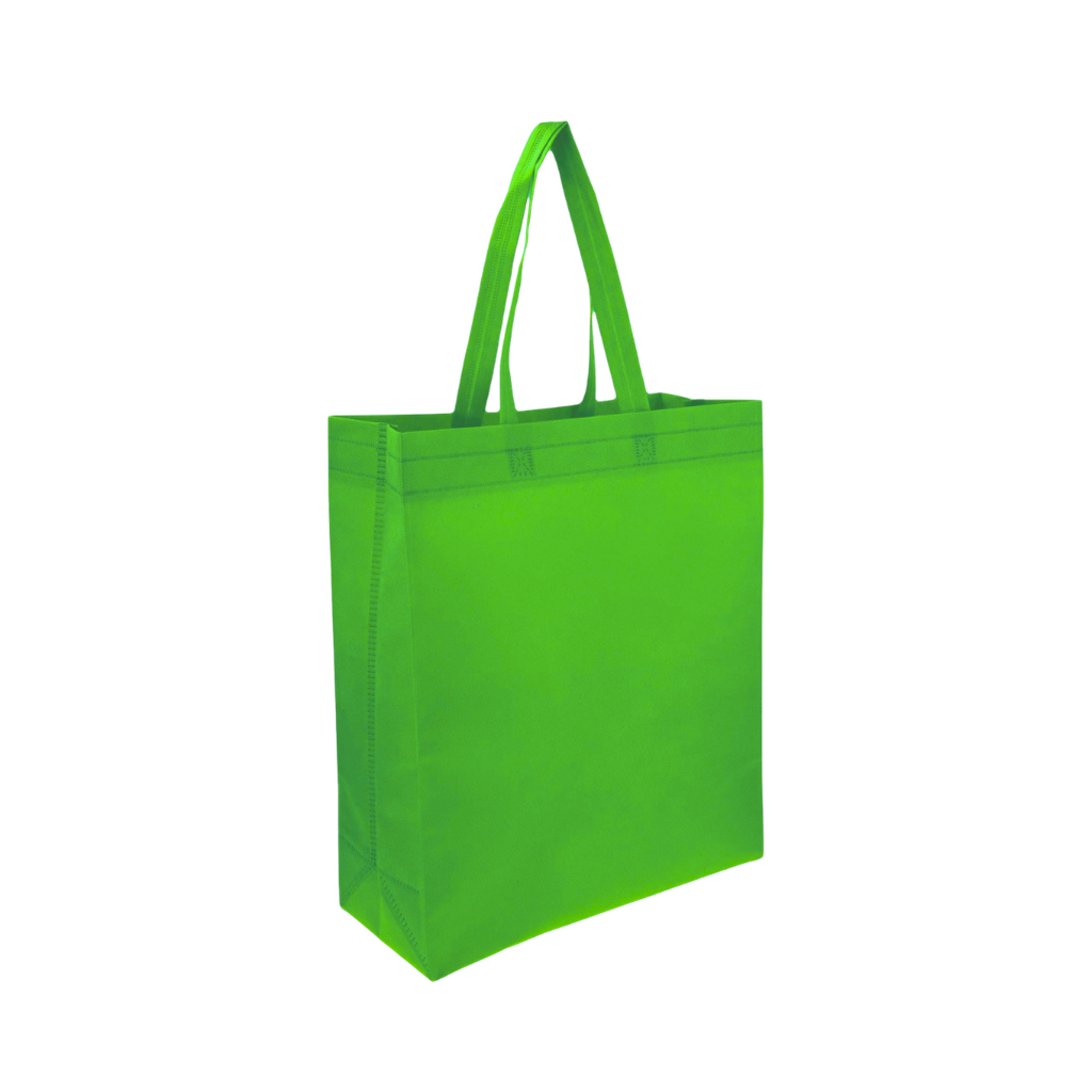 [P266066] Bolsa Ecologica verde claro 40*35*12 cm con fuelle sellada 80g
